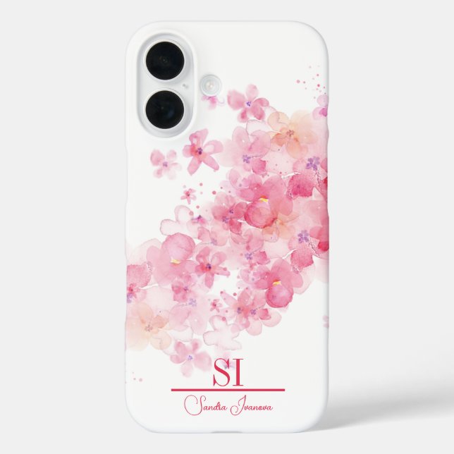 Personalised Floral Monogram iPhone Case (Back)