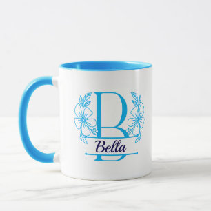 Personalised Floral Monogram Letter B Mug - Custom