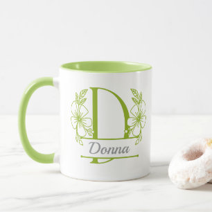 Personalised Floral Monogram Letter D Mug - Custom