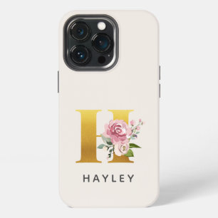 Personalised Floral Monogram Letter M Name iPhone 13 Pro Case