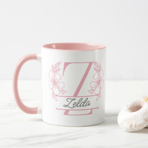 Personalised Floral Monogram Letter Z Mug - Custom