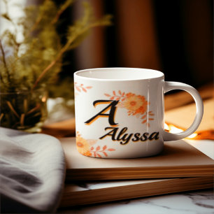 Personalised Floral Monogram Mug - Custom Name & I