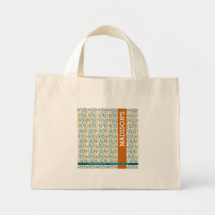 Personalised Floral Monogram & Name  Mini Tote Bag