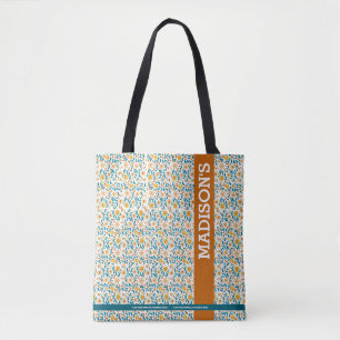 Personalised Floral Monogram & Name  Tote Bag