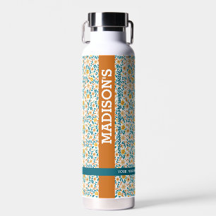 Personalised Floral Monogram & Name  Water Bottle