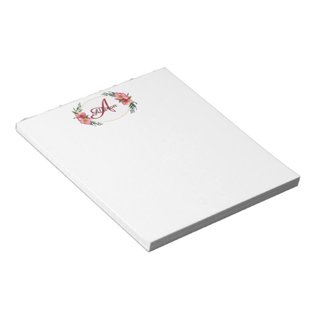 Personalised floral monogram notepad (Angled)