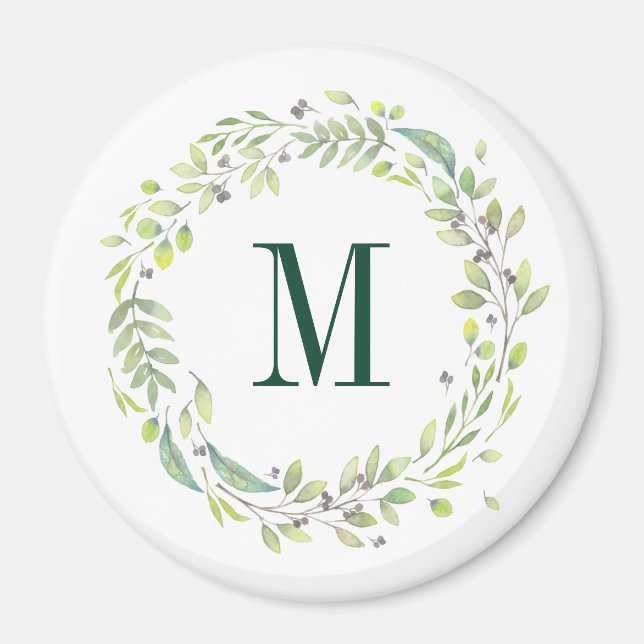 Personalised Floral Monogram Summer Foliage Magnet (Front)