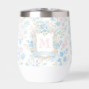 Personalised Floral Monogram Thermal Wine Tumbler
