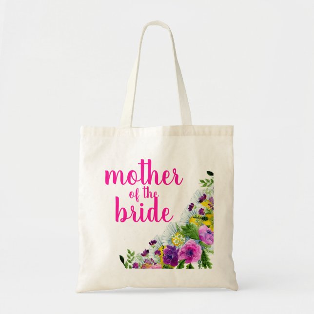 Personalised Floral mother of the bride Tote Bag (Front)