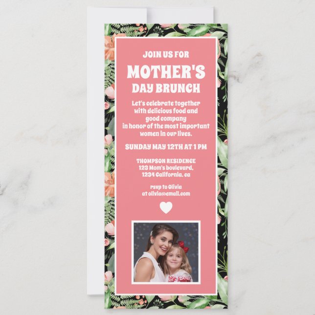 Personalised Floral Mother's Day Brunch Photo Invitation (Front)