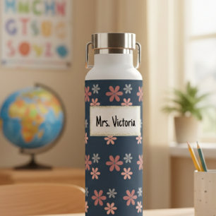 Personalised Floral Mrs. Victoria Insulated Water Bottle