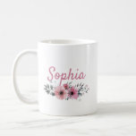 Personalised Floral Mug With Name<br><div class="desc">Psst! It's the perfect gift for moms on Mother's day.</div>