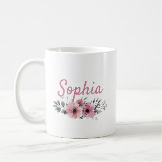 Personalised Floral Mug With Name