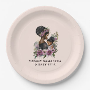 Personalised Floral Mum and Baby (3) Paper Plate