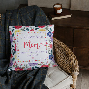 Personalised Floral Mum Pillow   We Love You Gift