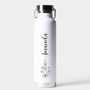 Personalised Floral Name Birth Month Flower Water Bottle