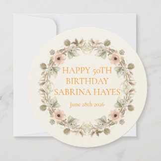 Personalised Floral Name Birthday Garden Party Card