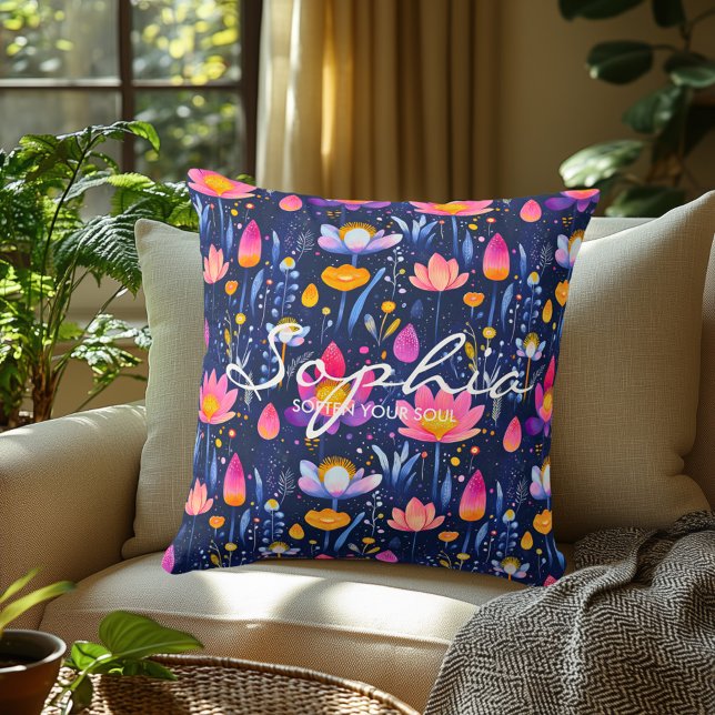 Personalised Floral Name Cushion Inspirational (Creator Uploaded)