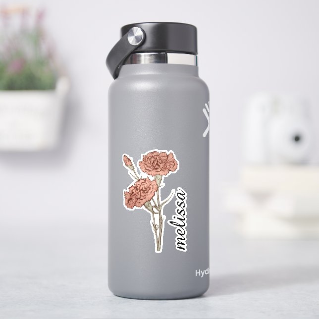 Personalised Floral Name Elegant Custom Carnation  (HydroFlask)