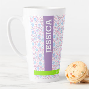 Personalised Floral Name & Monogram Latte Mug