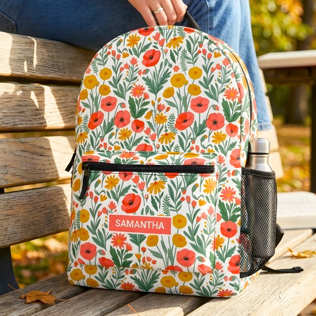 Personalised Floral Name Printed Backpack (Creator Uploaded)