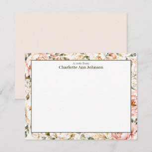 Personalised Floral Note Cards Rose Stationery