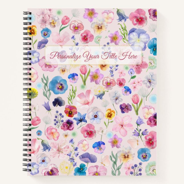 Personalised Floral Notebook - Colourful Blossom (Front)