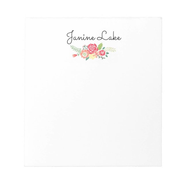 Personalised Floral Notepad (Front)