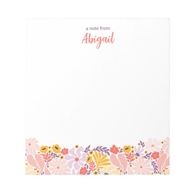 Personalised Floral Notepad with Custom Name (Front)