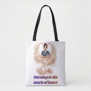 Personalised Floral Nurse Portrait   Nursing Is th Tote Bag