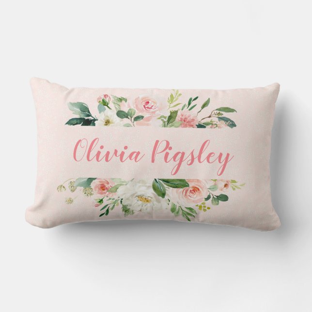 Personalised Floral Nursery Pillow (Front)