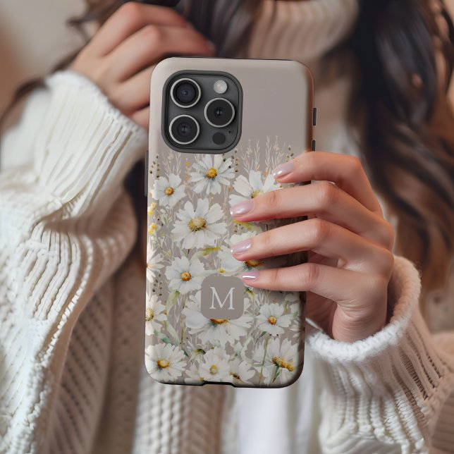 Personalised Floral Pattern Case-Mate iPhone Case (Personalized Floral Pattern iPhone Case Beige by MINTIC DESIGN STUDIO)