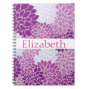 Personalised Floral Pattern Pink White Purple Notebook