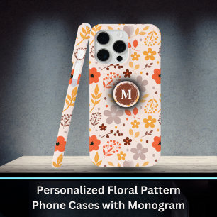 Personalised Floral Pattern with Monogram Name iPhone 15 Pro Max Case