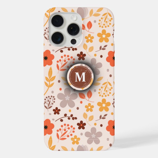 Personalised Floral Pattern with Monogram Name  iPhone Case (Back)