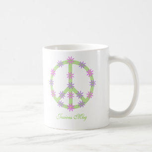 Personalised Floral Peace Sign Mug