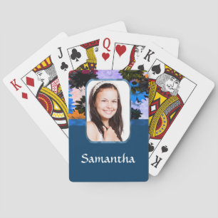 Personalised floral photo template playing cards
