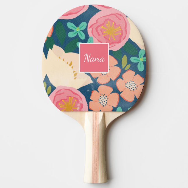 Personalised Floral Ping Pong Paddle (Front)