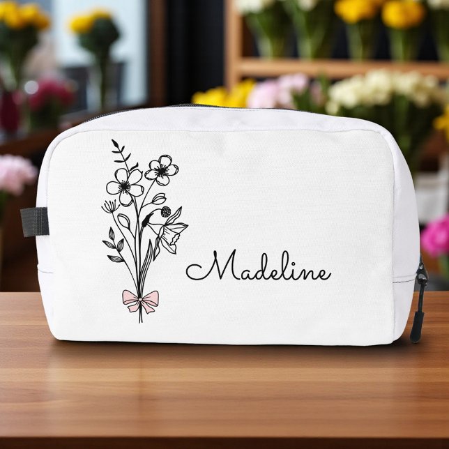 Personalised Floral Pink Bow For Bridesmaid Dopp Kit (Creator Uploaded)