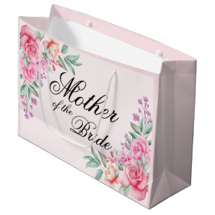 Personalised Floral Pink Bride Band, for Bridesmai Large Gift Bag