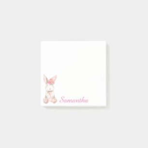 Personalised Floral Pink Bunny Post-It Notes