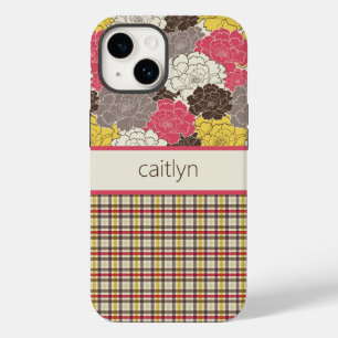 Personalised Floral & Plaid Phone Case