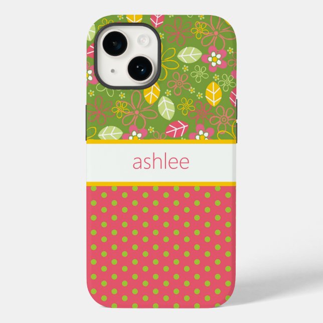 Personalised Floral & Polka Dots Phone Case (Back)