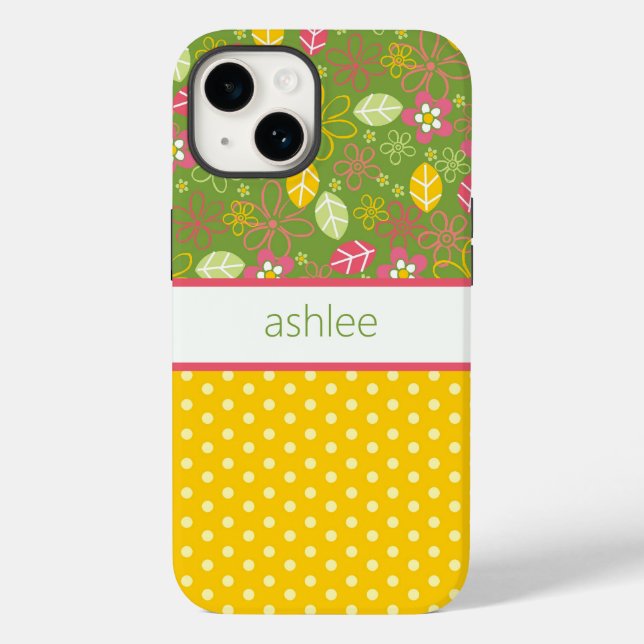 Personalised Floral & Polka Dots Phone Case (Back)