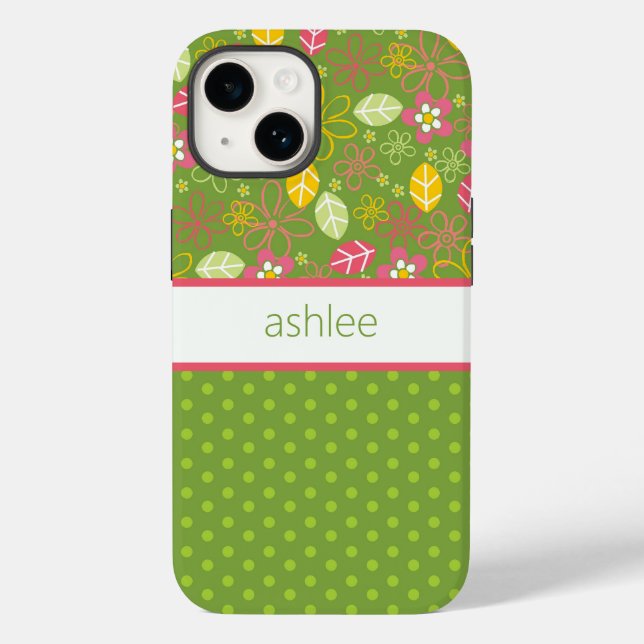 Personalised Floral & Polka Dots Phone Case (Back)