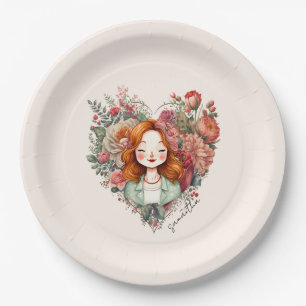 Personalised Floral Pretty Lady Paper Plate