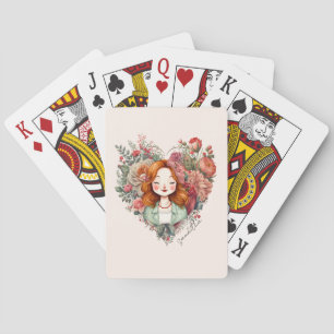 Personalised Floral Pretty Lady Playing Cards