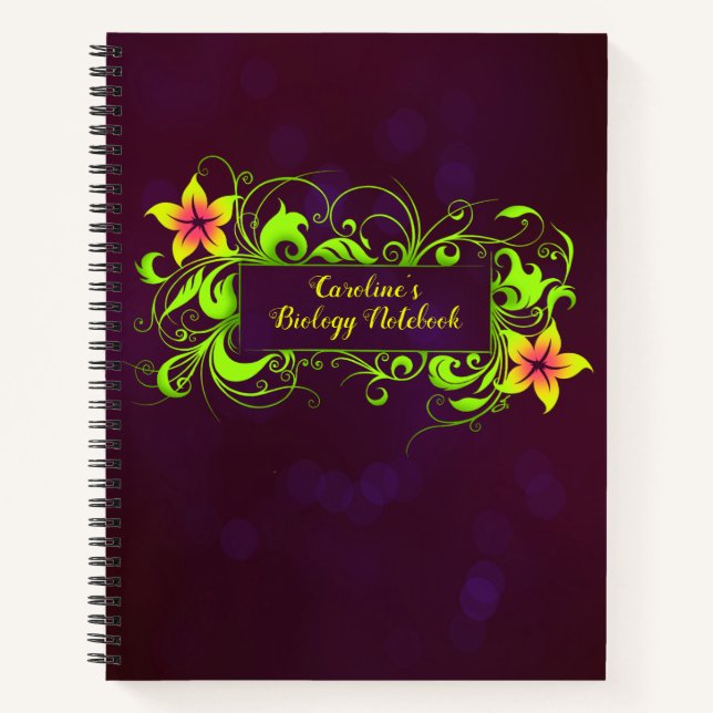 Personalised Floral School Notebook (Front)