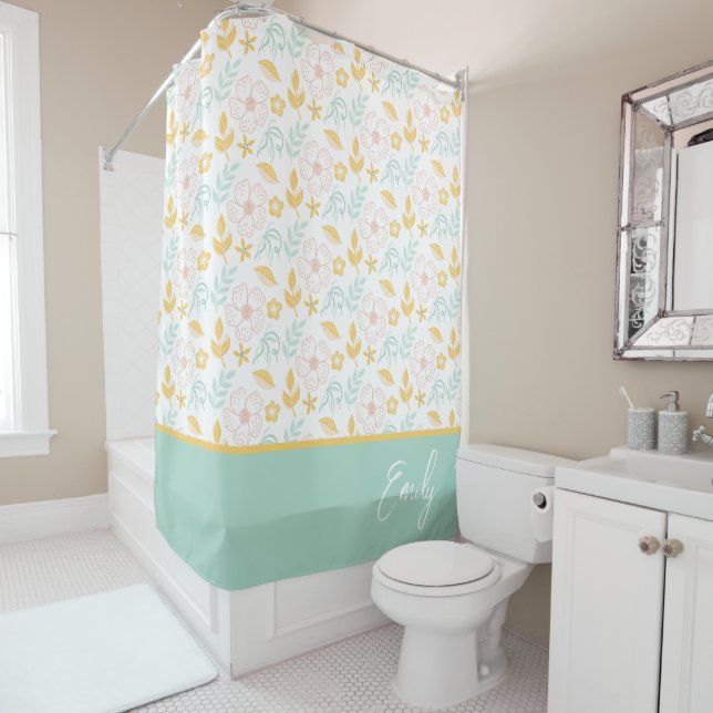 Personalised Floral Shower Curtain (In Situ)