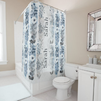 Personalised Floral Shower Curtain with Name